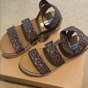Espadrille Sandal with Brown Snake-Print Straps -